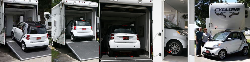 smart car in toy hualer garage