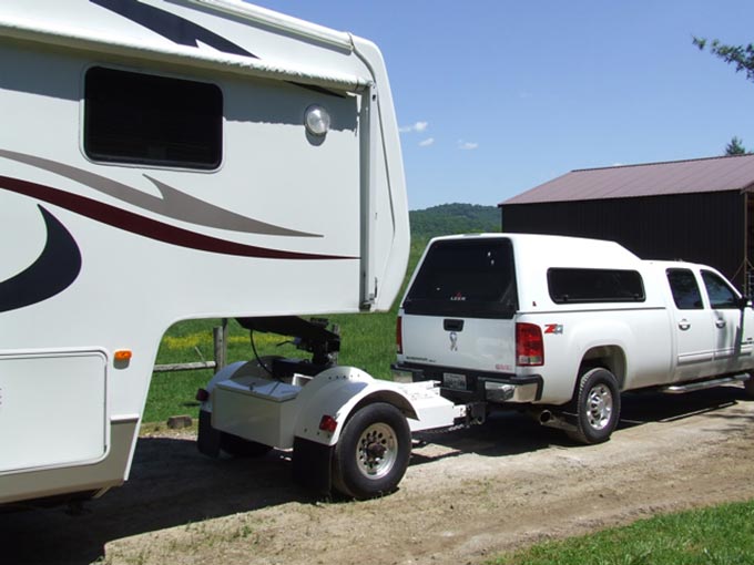 three quarter ton truck towing with the automated safety hitch system